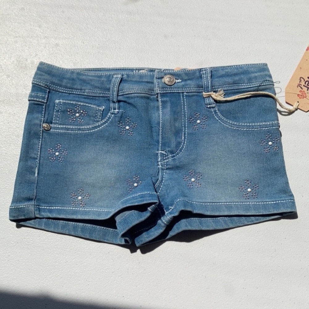 3/$12 Wallflower jean short  bead like accent flower jean short boho girls 5